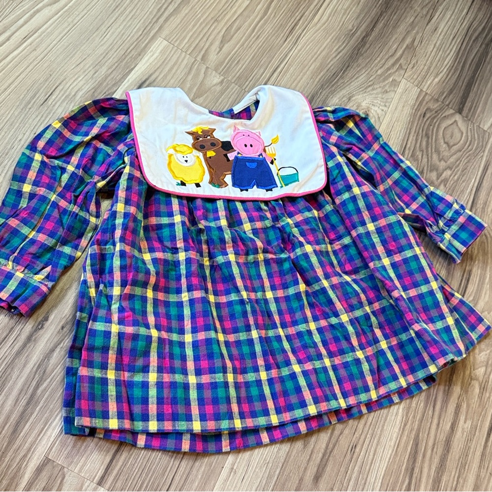 Vintage 24M Multicolor Cotton Dress with Farm Animals